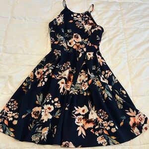 Soprano Floral Dress - Navy and Peach